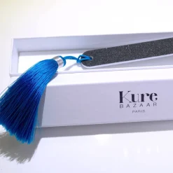 Glitzer Nagelfeile Silber mit blauem Pompon